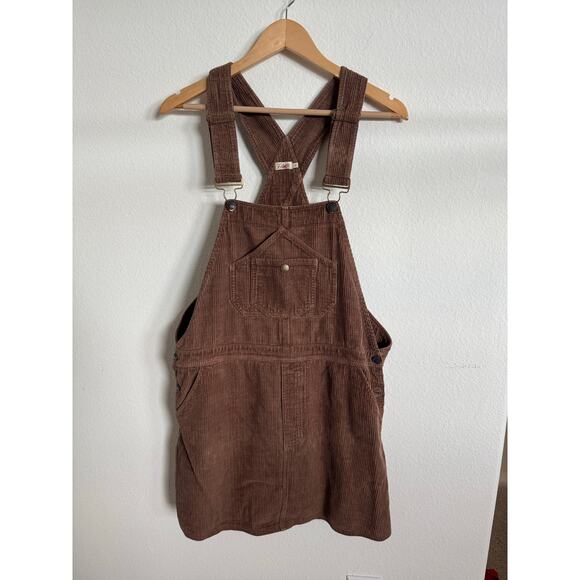 Faherty Womens Brown Corduroy Overall Mini Dress Size Large Teakwood - Picture 1 of 8